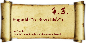 Hegedűs Bozsidár névjegykártya